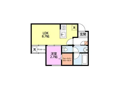 JR白新線 豊栄駅 徒歩11分 2階建 新築(1LDK/1階)の間取り写真
