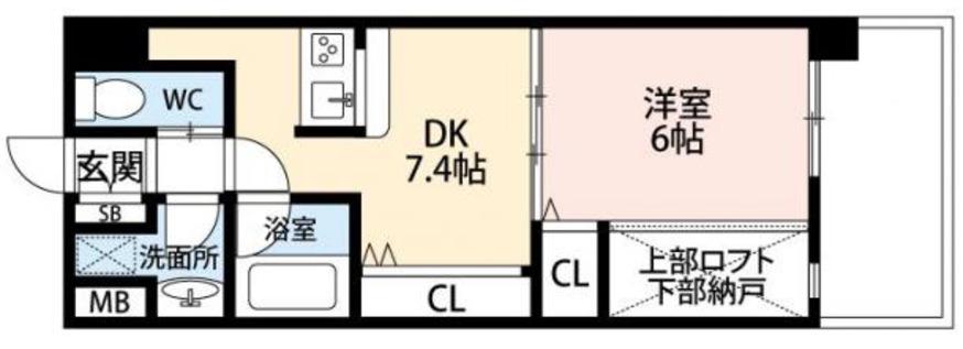ノースVILLAGE参番館(1DK/6階)の間取り写真