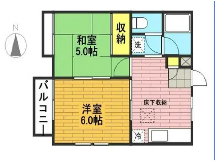 ベルシオンシェモア(2DK/1階)の間取り写真