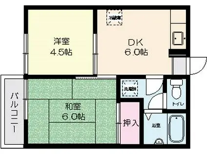 サン・ウィンザB(2DK/2階)の間取り写真