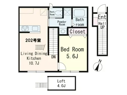 アヴニール大宮(1LDK/2階)の間取り写真