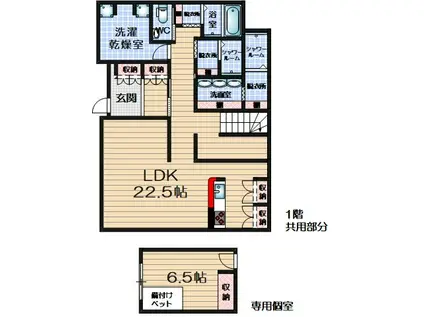 LE COEUR DEUX(ワンルーム/3階)の間取り写真