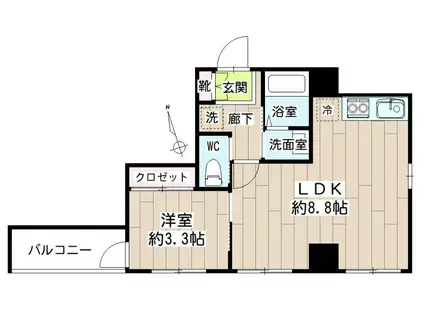 マック鶴見コート(1LDK/5階)の間取り写真