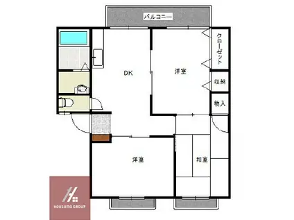 日恵ハイC 2棟(3DK/1階)の間取り写真