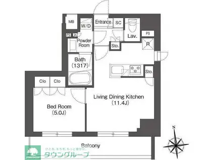 ミリアレジデンス蔵前(1LDK/10階)の間取り写真