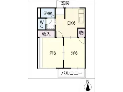 SAKATOMI FLAT(2DK/2階)の間取り写真