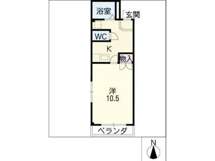 レインボーマンション中山(1K/2階)の間取り写真