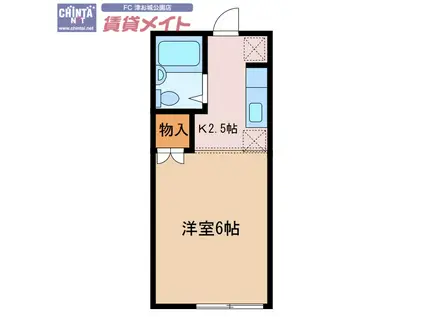 コリーヌ栗真(1K/2階)の間取り写真
