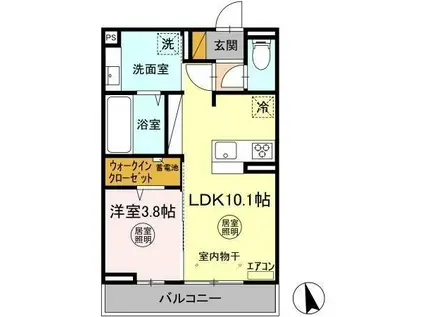 PRIMEURIII(1LDK/3階)の間取り写真