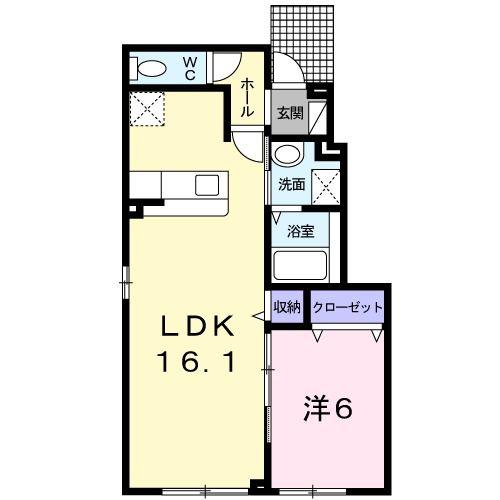 カルム ブリーズ(1LDK/1階)の間取り写真