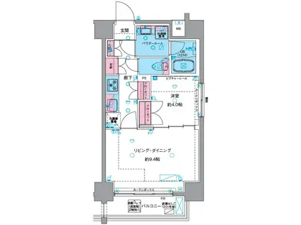 ジェノヴィア浅草VIスカイガーデン(1LDK/5階)の間取り写真