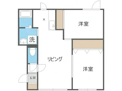 マンションYU(2LDK/2階)の間取り写真