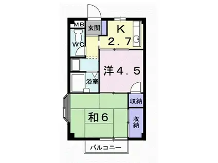 ファミールIII(2K/2階)の間取り写真