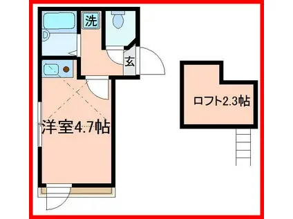 リッシェル綾瀬(ワンルーム/3階)の間取り写真