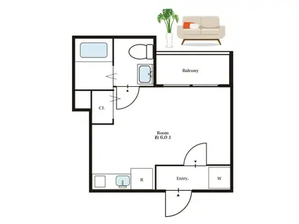 フォンス大森西(ワンルーム/2階)の間取り写真