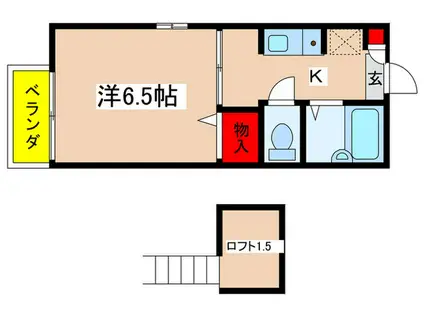 パノラマタウン(1K/2階)の間取り写真