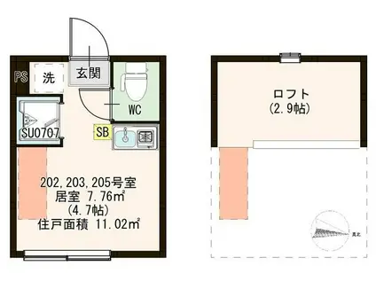 SHINE上井草(ワンルーム/2階)の間取り写真