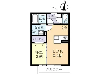 アイミールK(1LDK/2階)の間取り写真