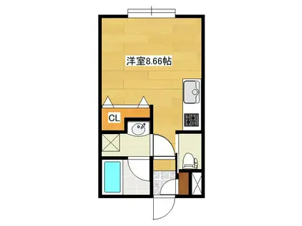 東林ハイツA(ワンルーム/2階)の間取り写真