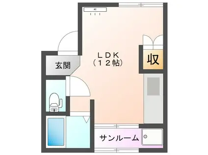 コーポライラック(ワンルーム/1階)の間取り写真