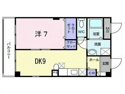 ケントス東雲II(1LDK/2階)の間取り写真