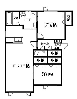 友夢I・II(2LDK/2階)の間取り写真
