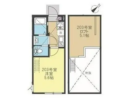 ウィルパルク新横浜(1K/2階)の間取り写真