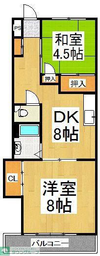 山登ビル(2DK/3階)の間取り写真
