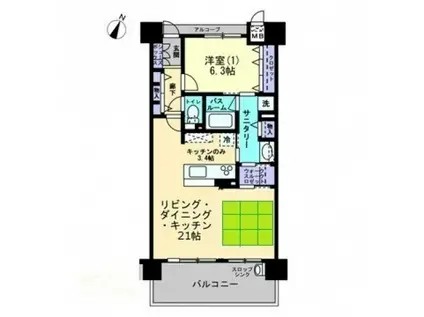 アルファステイツ倉敷寿町II(1LDK/5階)の間取り写真
