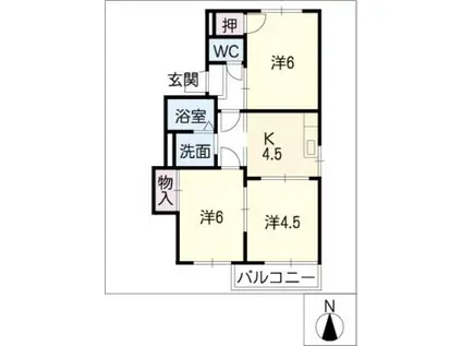 LA VIE38 C棟(3K/2階)の間取り写真