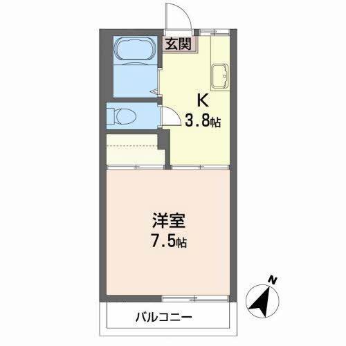 メゾンアルファB(1K/1階)の間取り写真