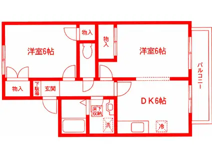 ウィズA(2DK/2階)の間取り写真