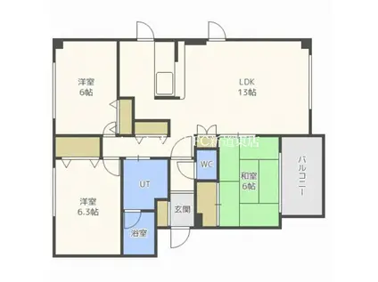 ノースアヴェニュー(3LDK/3階)の間取り写真