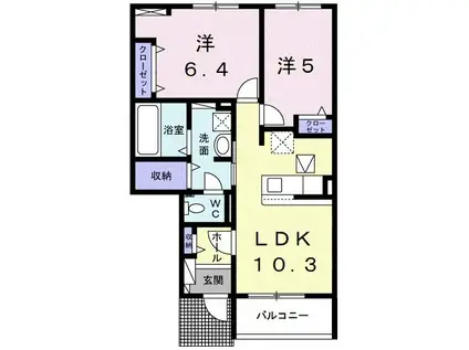 メゾン・ド・ピオナ(2LDK/1階)の間取り写真