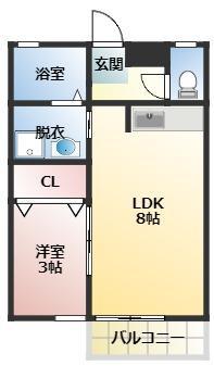 プレステージ風YS(1LDK/1階)の間取り写真