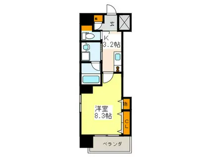 BOND BLD.III(1K/4階)の間取り写真