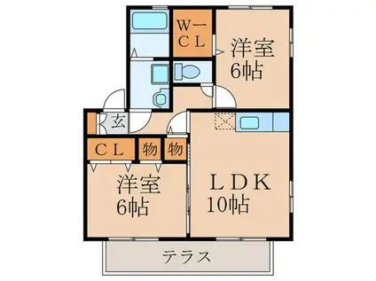 リバーサイドフォレストA(2LDK/1階)の間取り写真