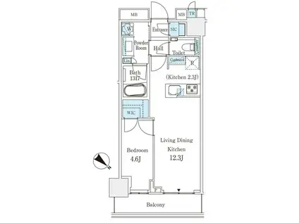 MID TOWER GRAND(1LDK/11階)の間取り写真