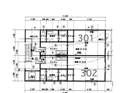 ベルサード(1K/2階)の間取り写真