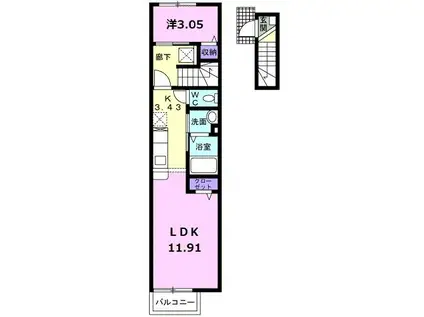 ハイツ・フラワー(1LDK/2階)の間取り写真