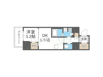 METROSA谷町六丁目ノース(1DK/10階)の間取り写真