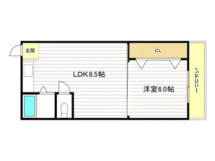 合川マンション(1LDK/3階)の間取り写真