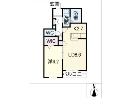 へーベルフラッツ(1LDK/2階)の間取り写真