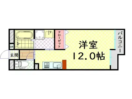 グリーンゲイブルズ(ワンルーム/3階)の間取り写真