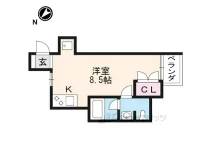 グランデコート修学院(1K/2階)の間取り写真