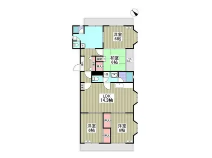 レジデンス河田(4LDK/3階)の間取り写真