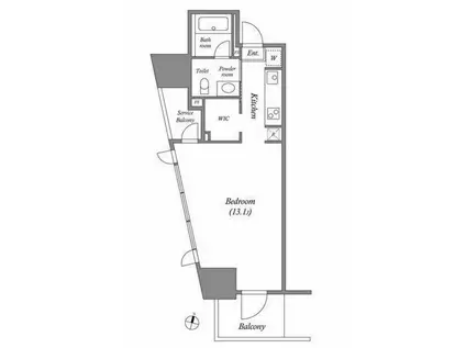 CAVANA麻布台(ワンルーム/8階)の間取り写真
