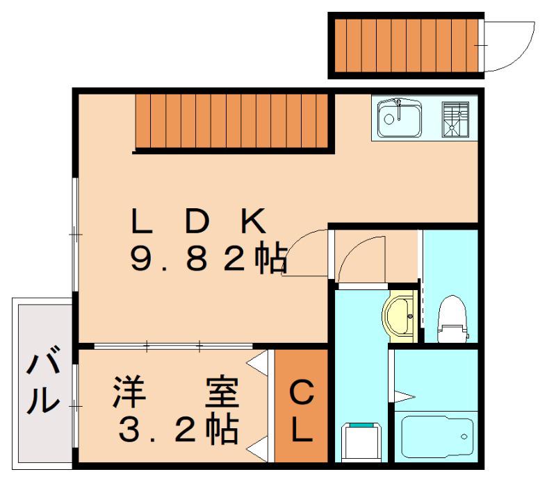 コンフォートプレイス小倉(1LDK/2階)の間取り写真