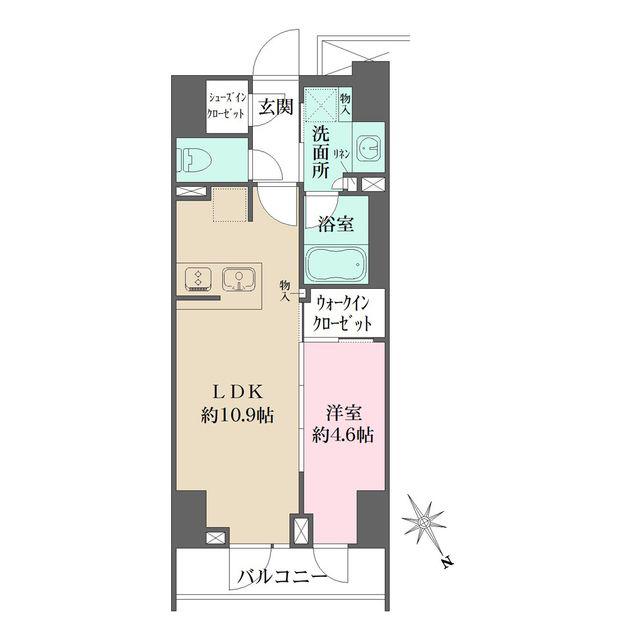 ルフォンプログレ四谷(1LDK/13階)の間取り写真