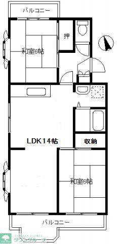 キングレジデンス浜竹(2LDK/3階)の間取り写真